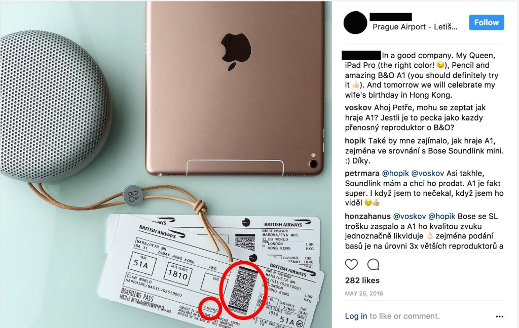 Foto’s van je sleutels en vliegtickets op social media zetten is echt een dom idee