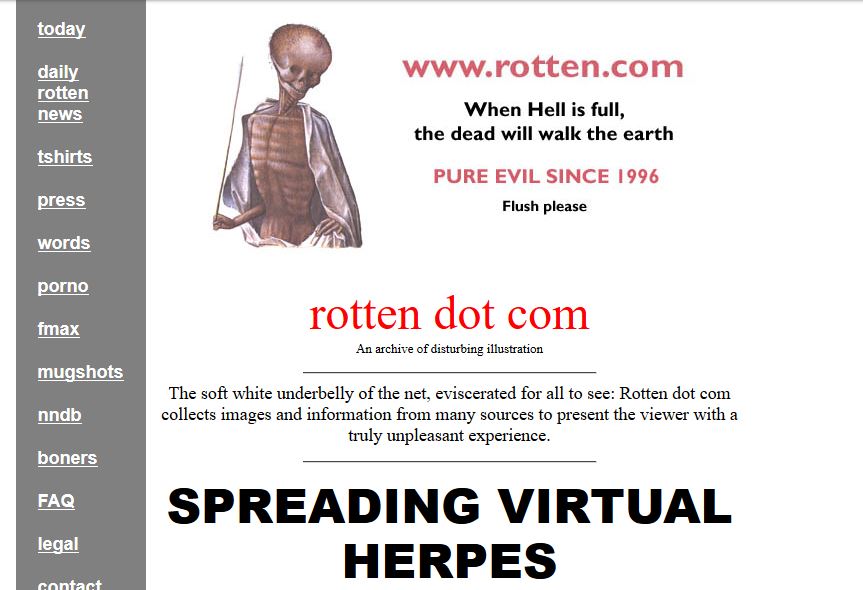 Startseite von rotten.com