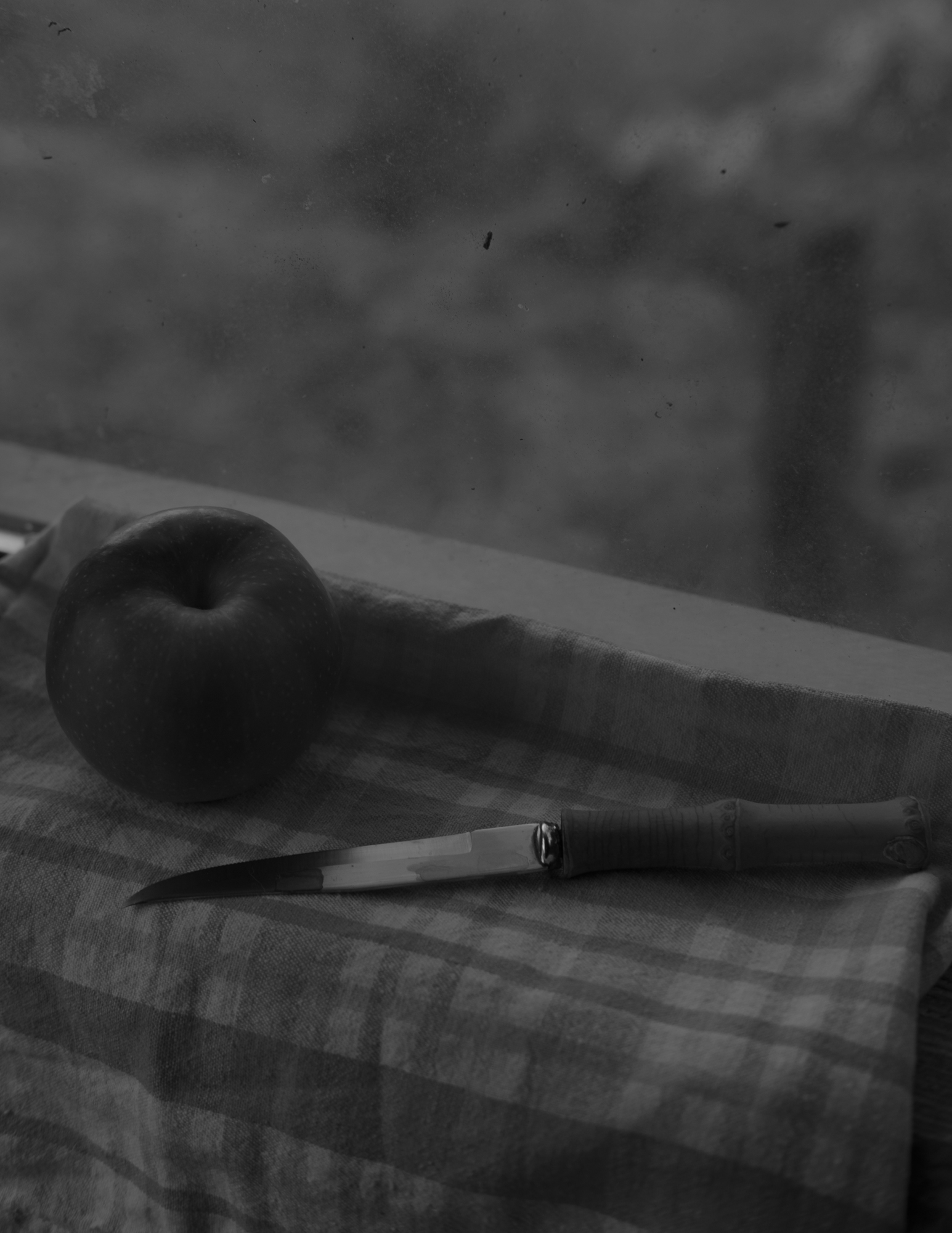 Black and white apple knife