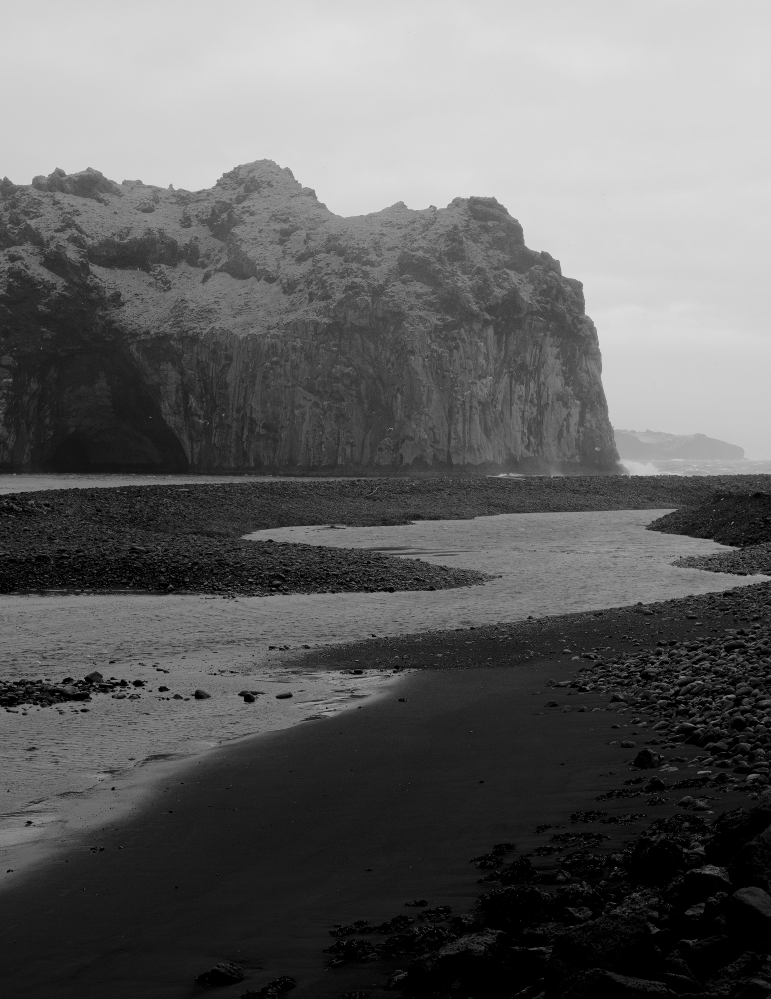 Black and white mountain river