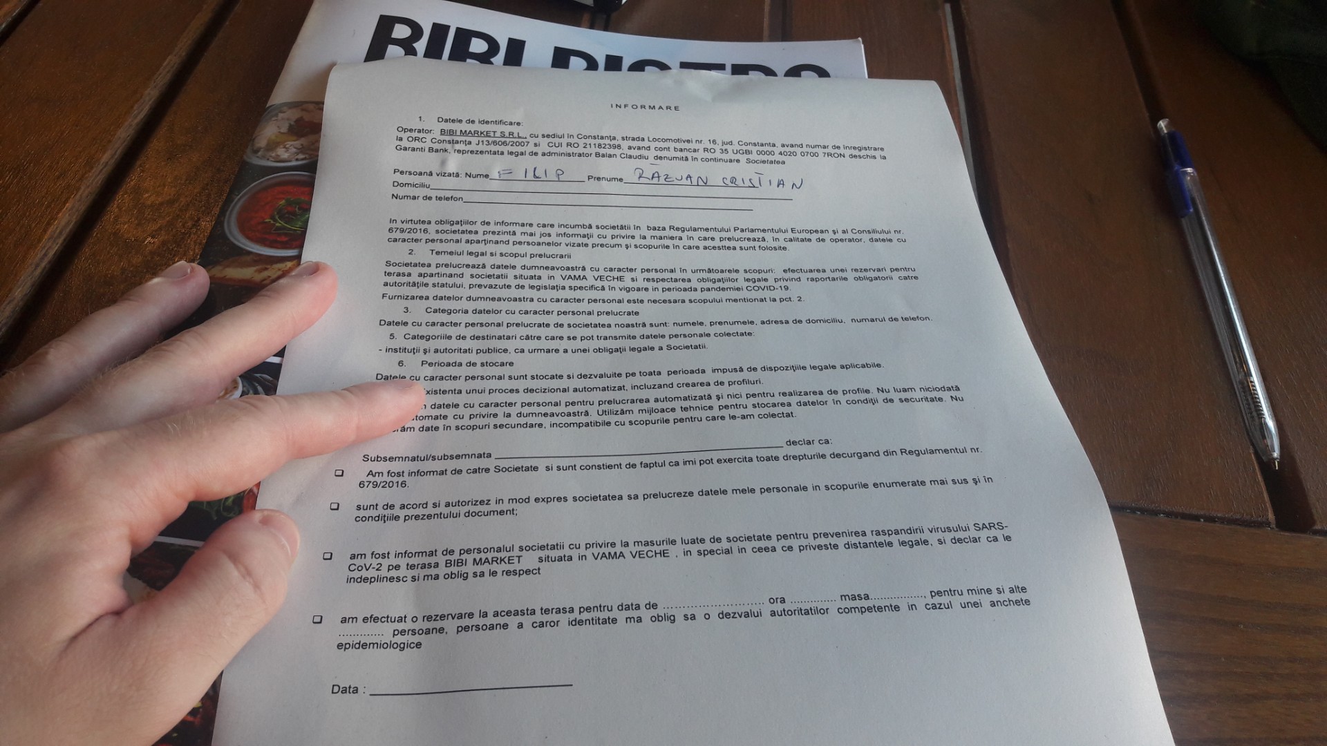 formular coronavirus la Bibi in Vamă