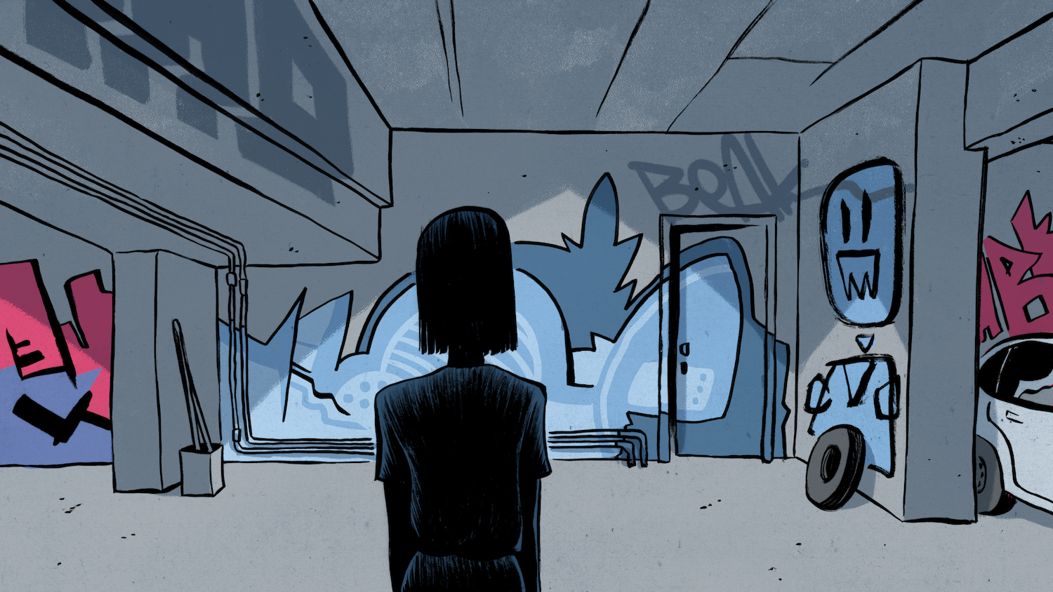 An illustration of Mrs. Lee's flat in Glyfada.