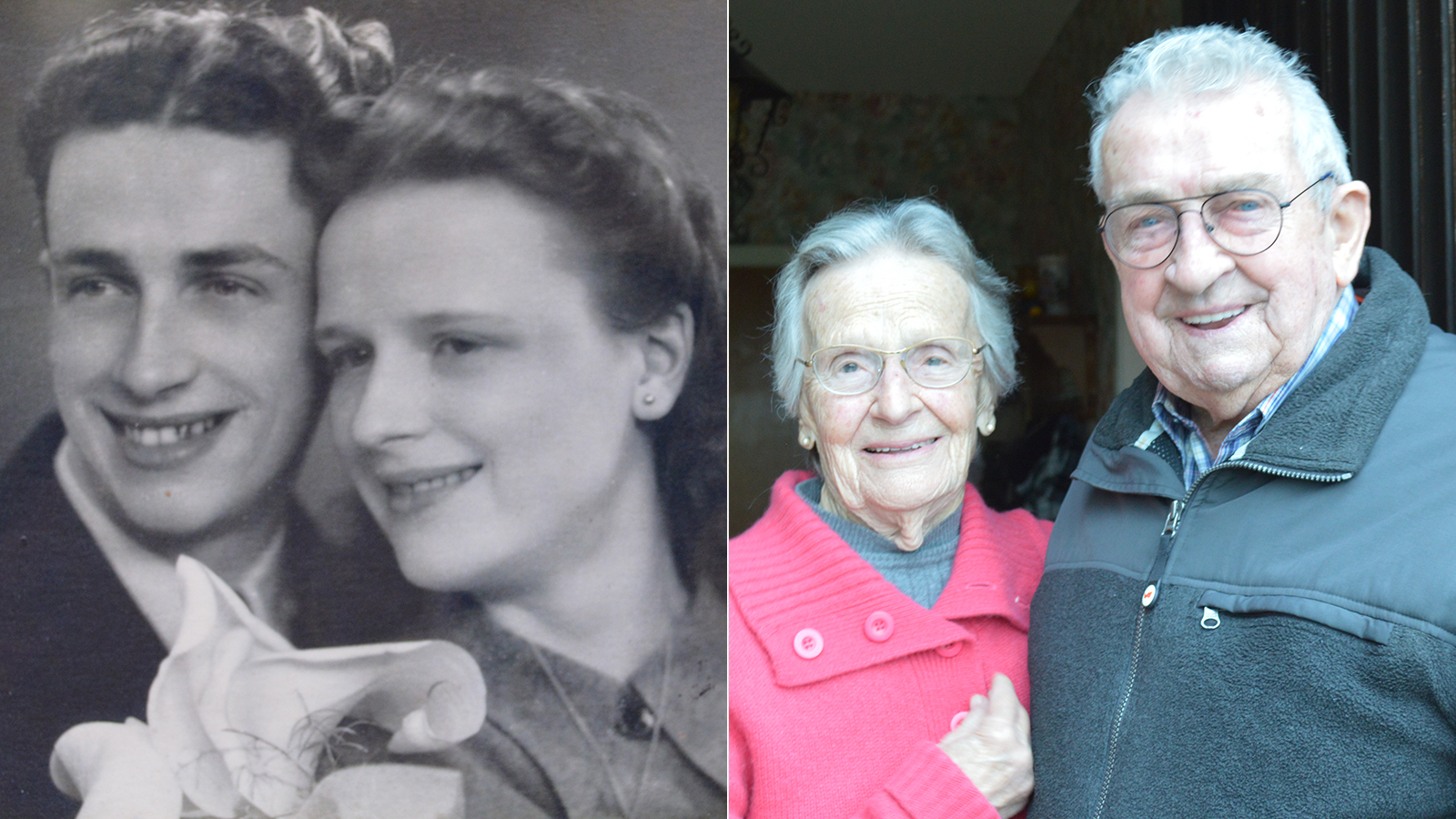 Two pictures of Clémence and Lambert, then and now