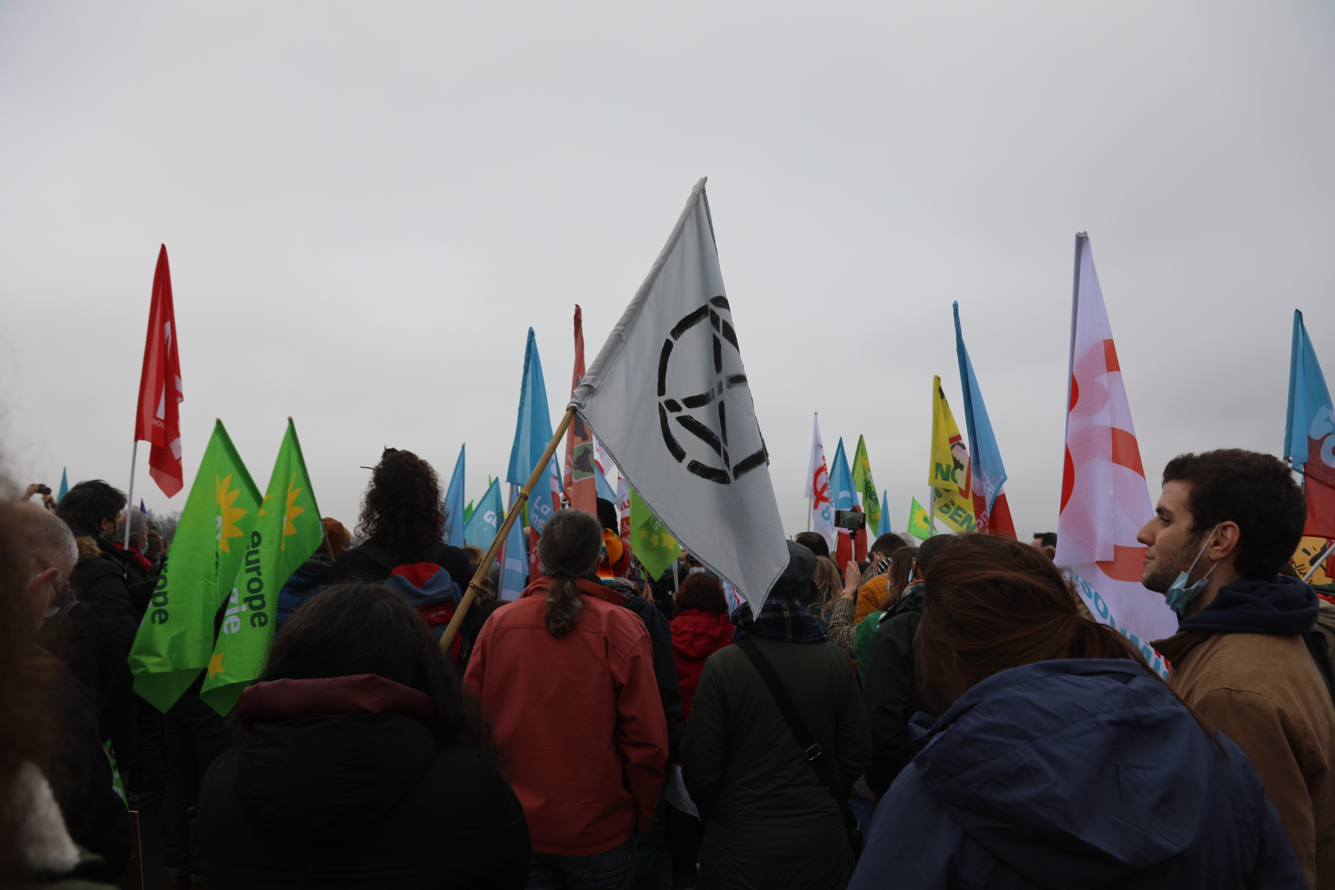 Demonstrators assemble after the march last weekend. Photo: Peter Yeung
