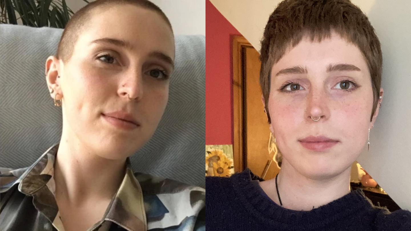 Kitty with shaved head and growing it out