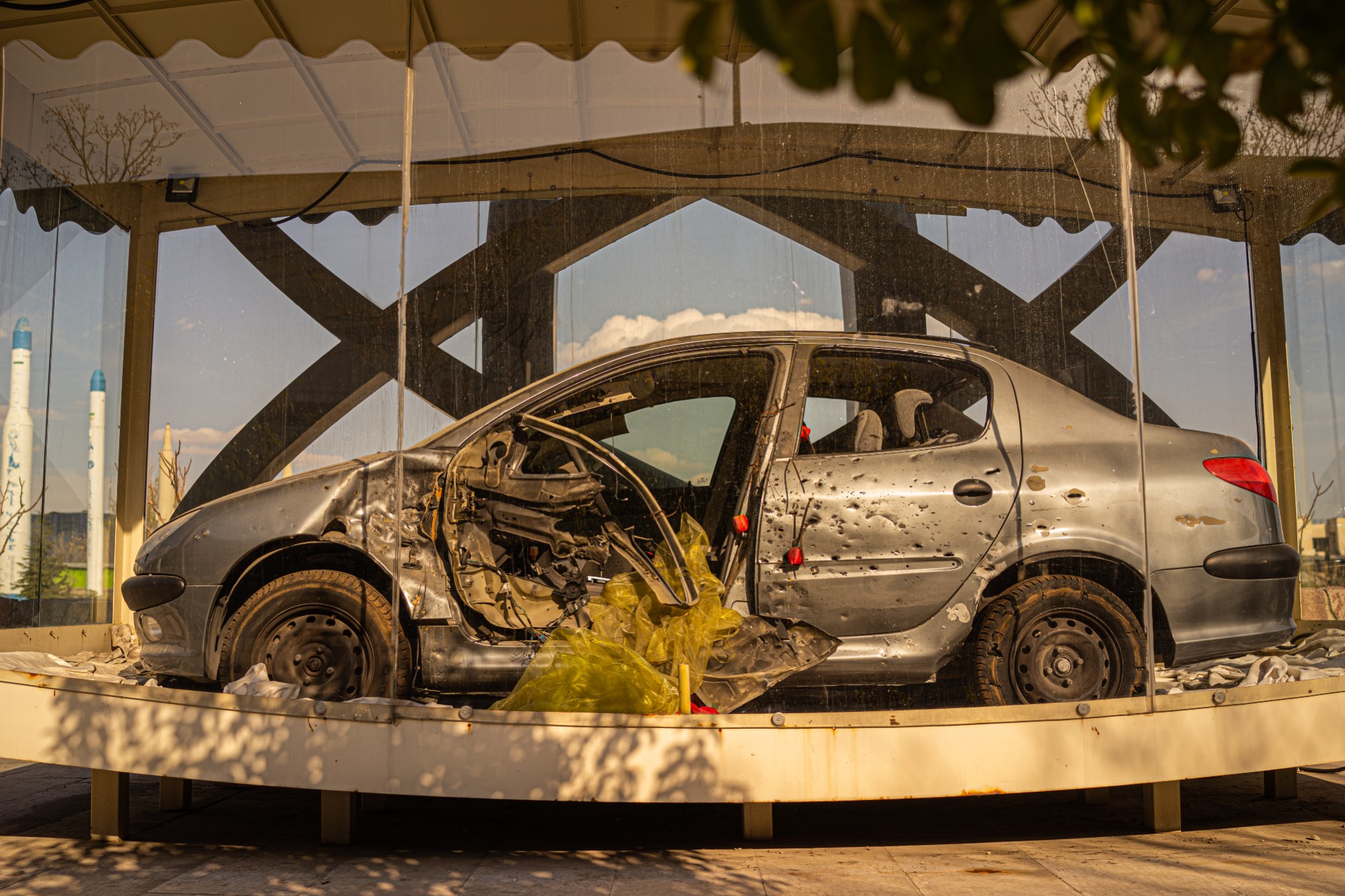 Fakhrizadeh's car, enshrined at the Martyrs Museum.