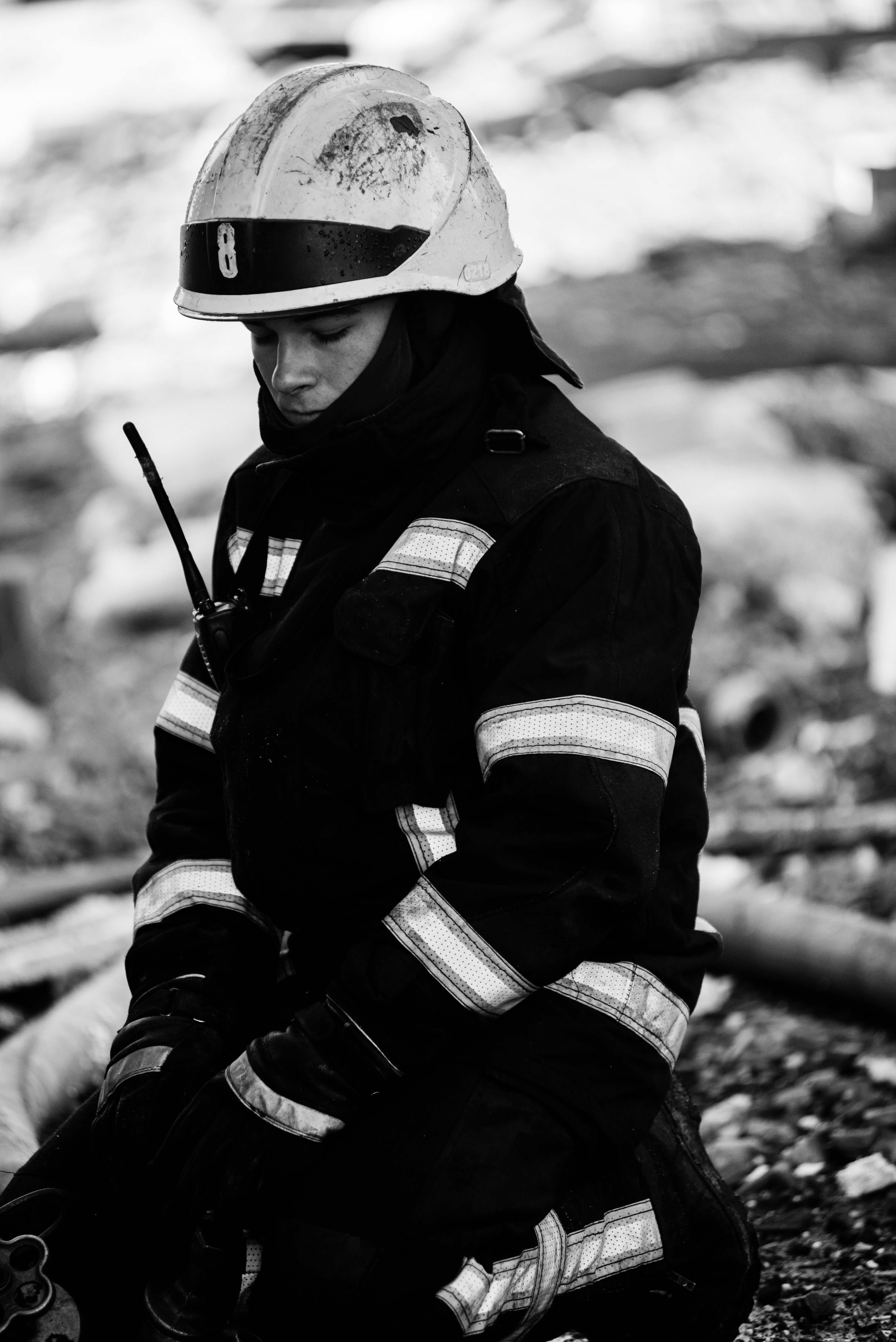 A firefighter in Kyiv.