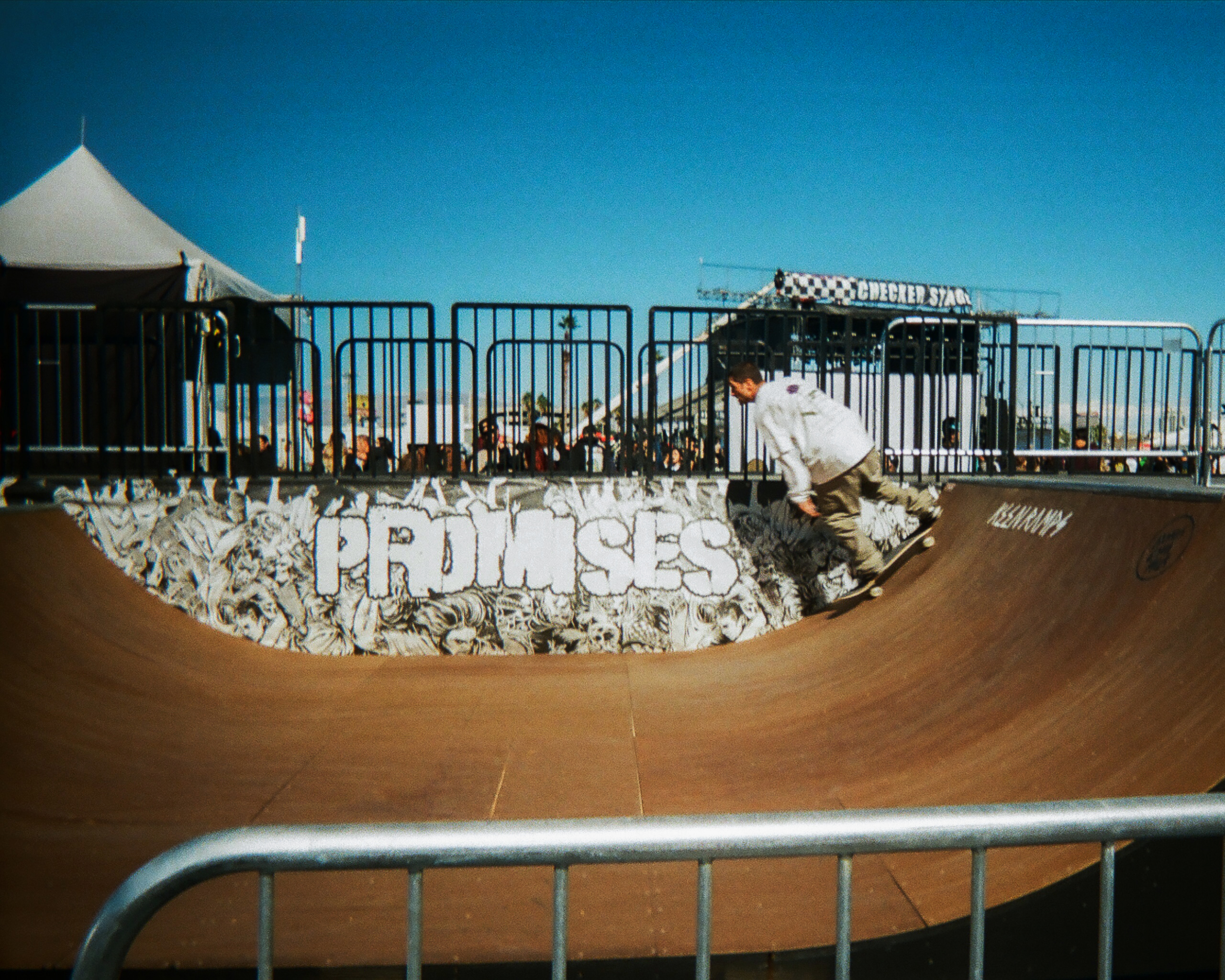 Skateboarding at When We Were Young festival in film photography