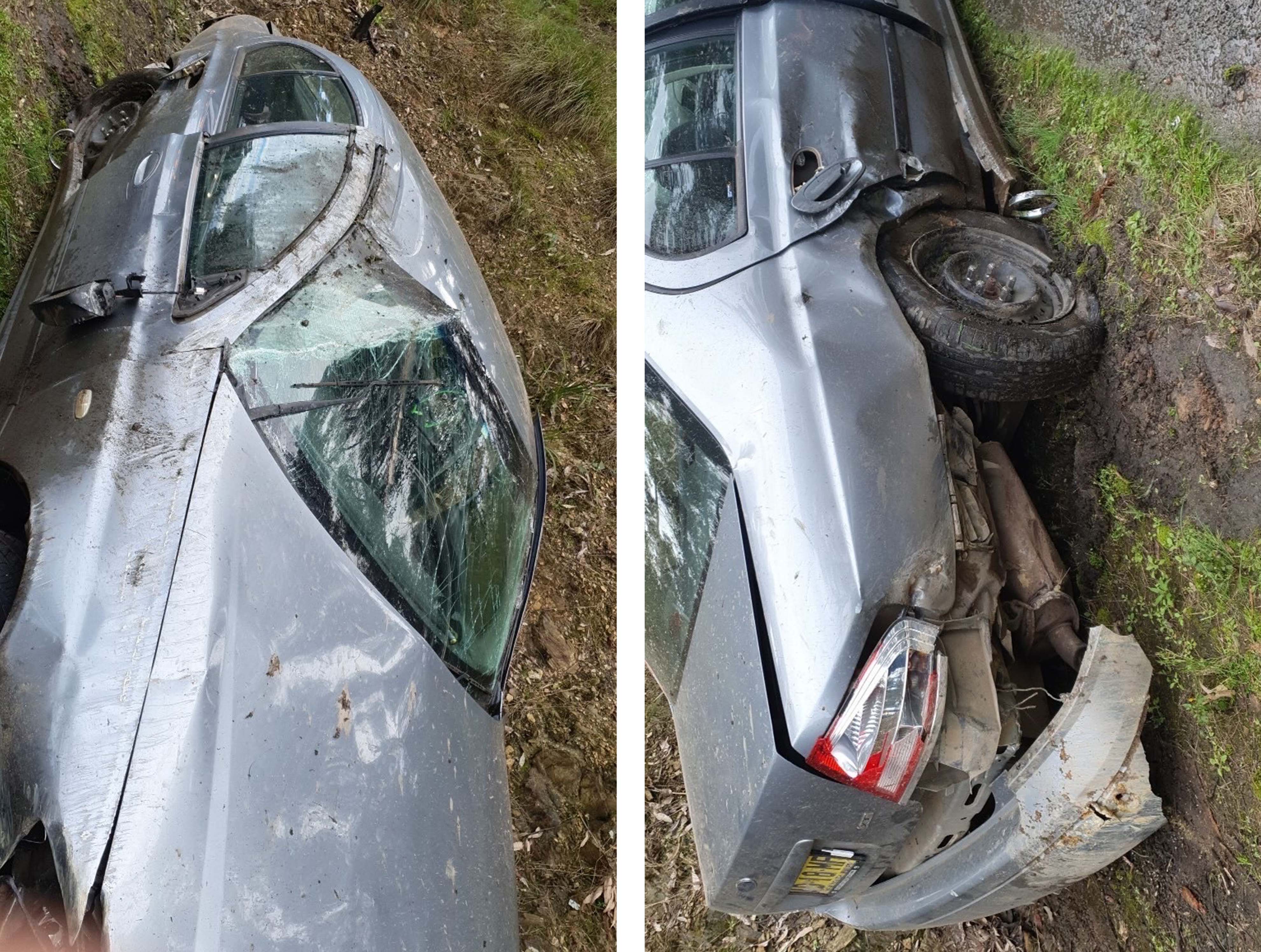 the damage to the car that rolled